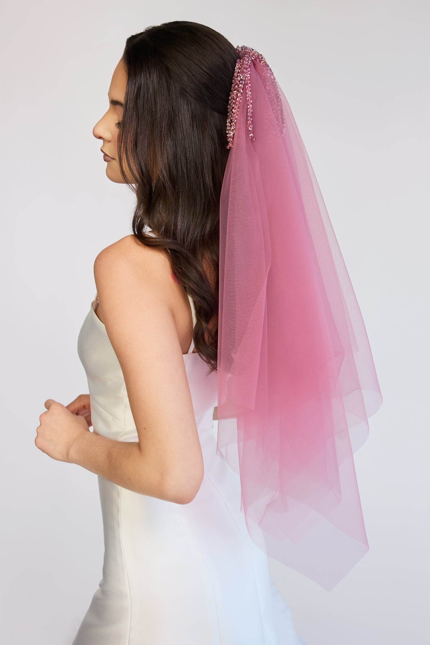 Mauve Dew Drop Veil