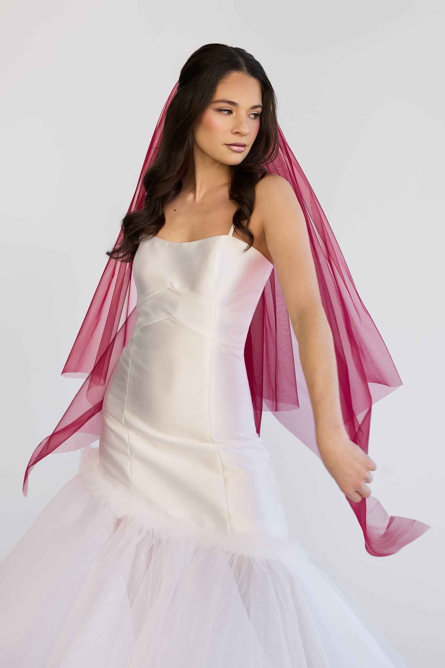 Burgundy Blue Dew Drop Veil