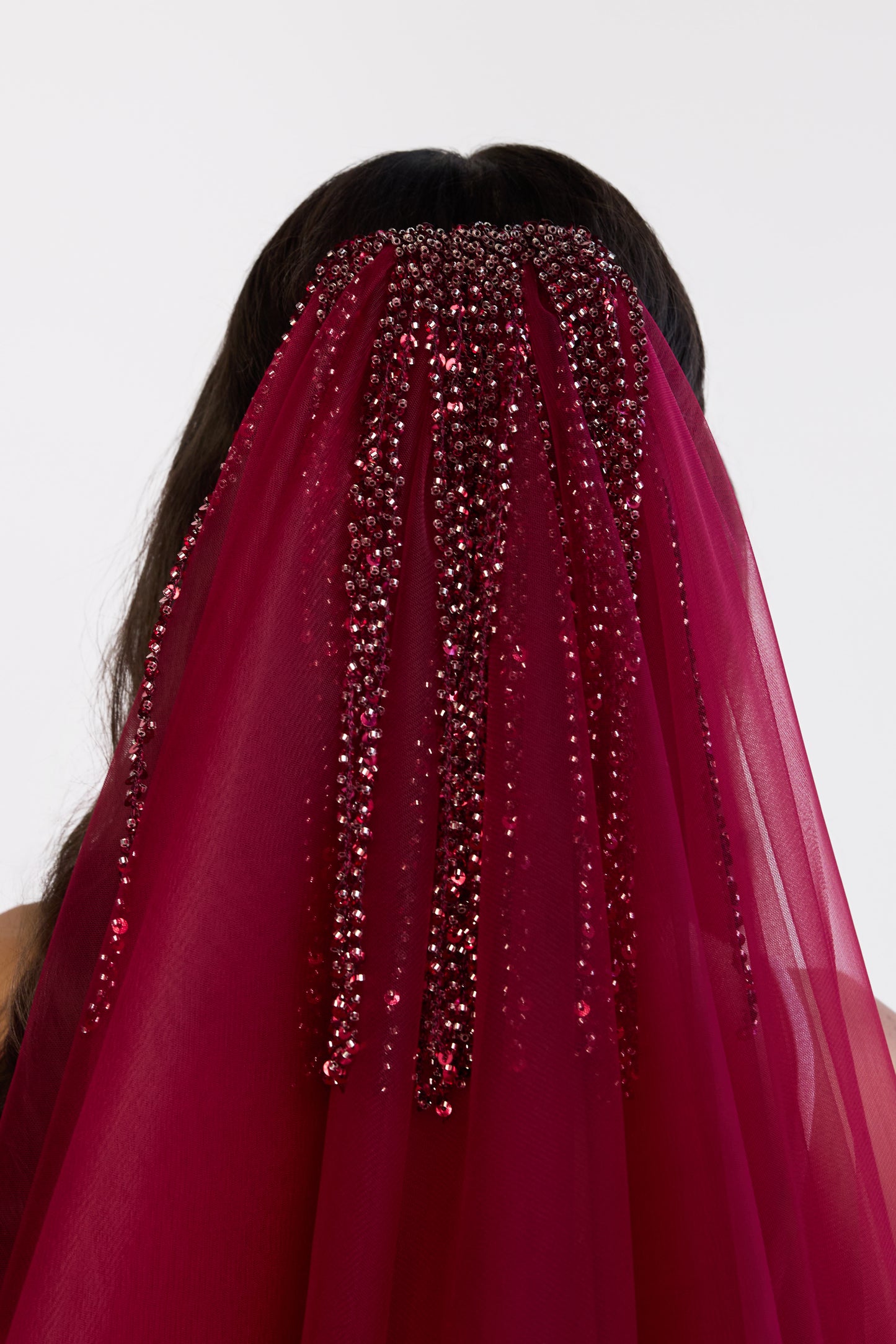 Burgundy Blue Dew Drop Veil