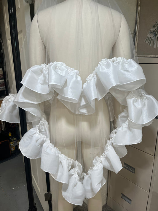 Ready to Ship!! White Satin Sweetheart Veil