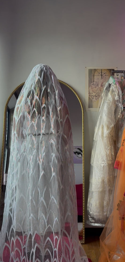 All White Pixie Dust Veil