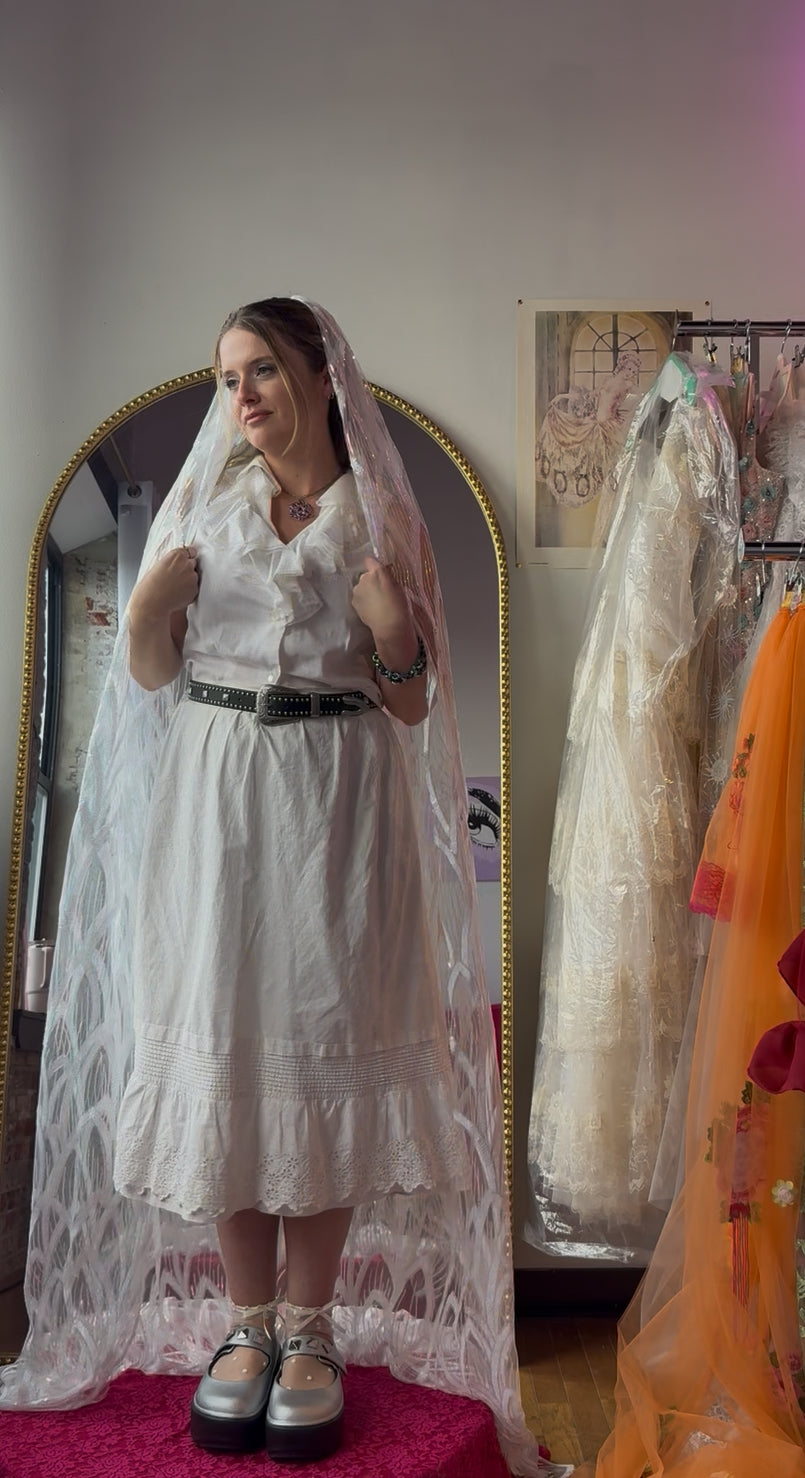 All White Pixie Dust Veil