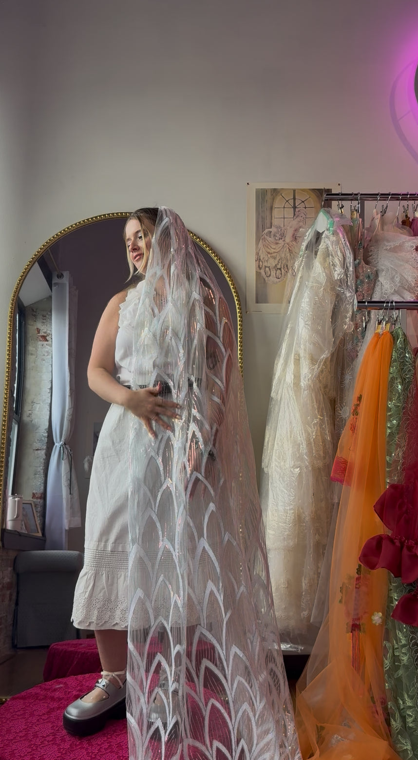 All White Pixie Dust Veil
