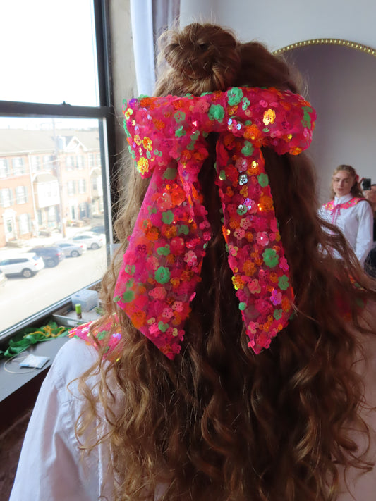 Hot Pink Sequin Bow