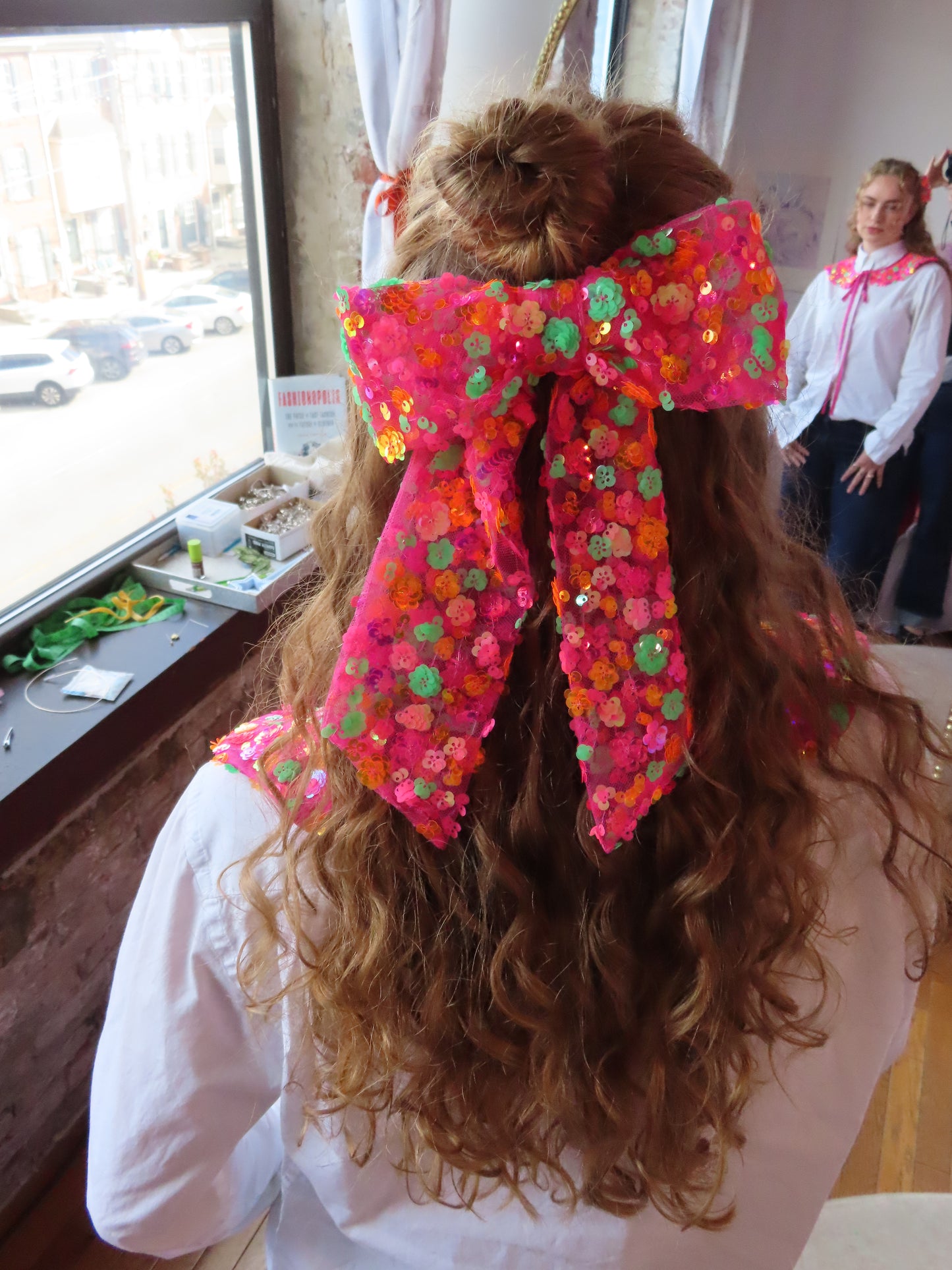 Hot Pink Sequin Bow