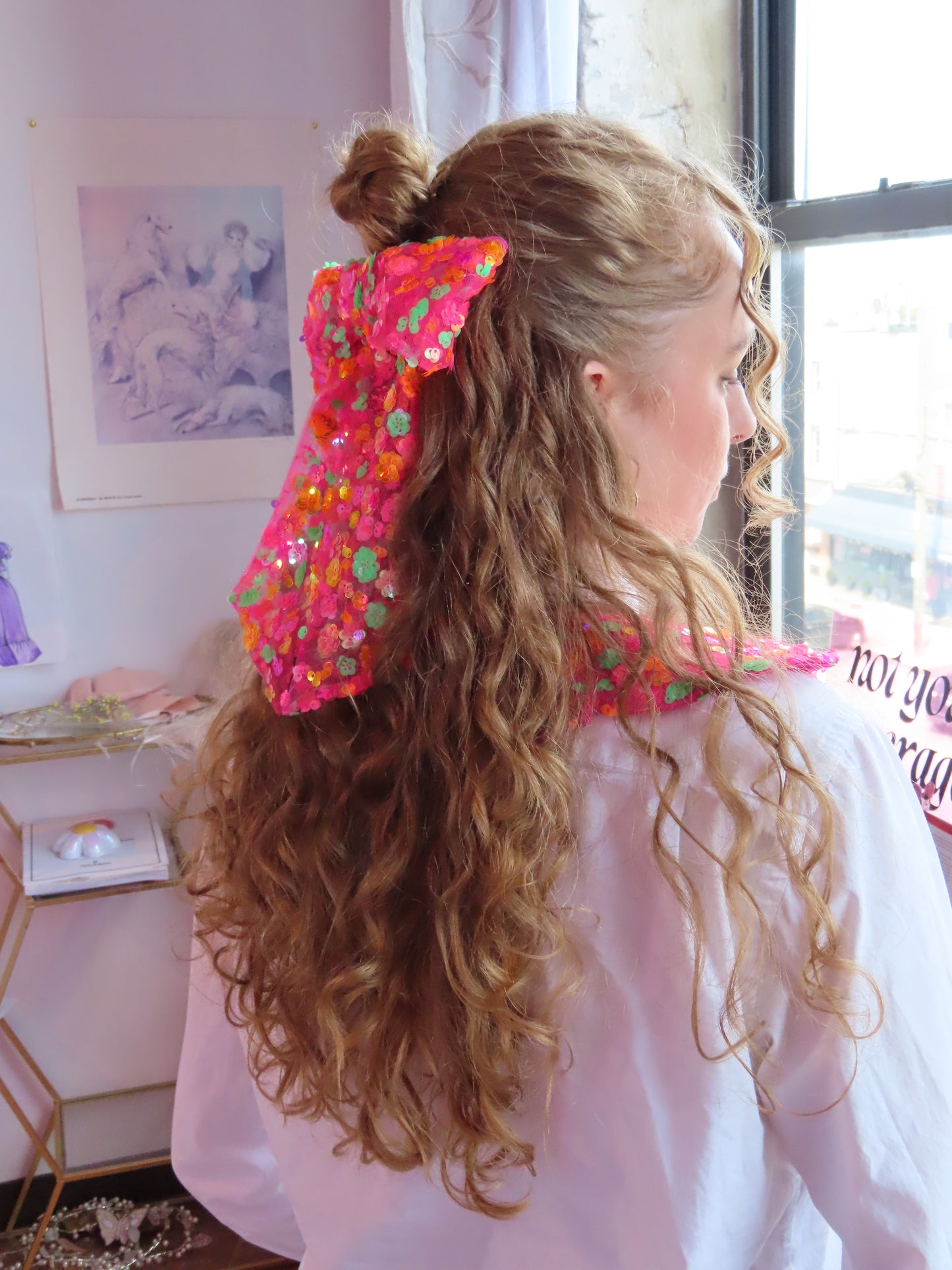 Hot Pink Sequin Bow