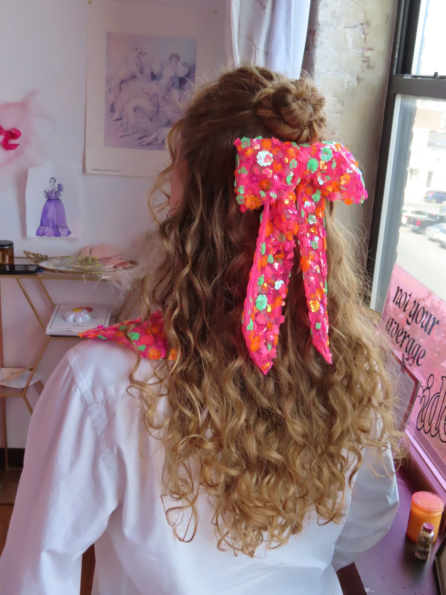 Hot Pink Sequin Bow