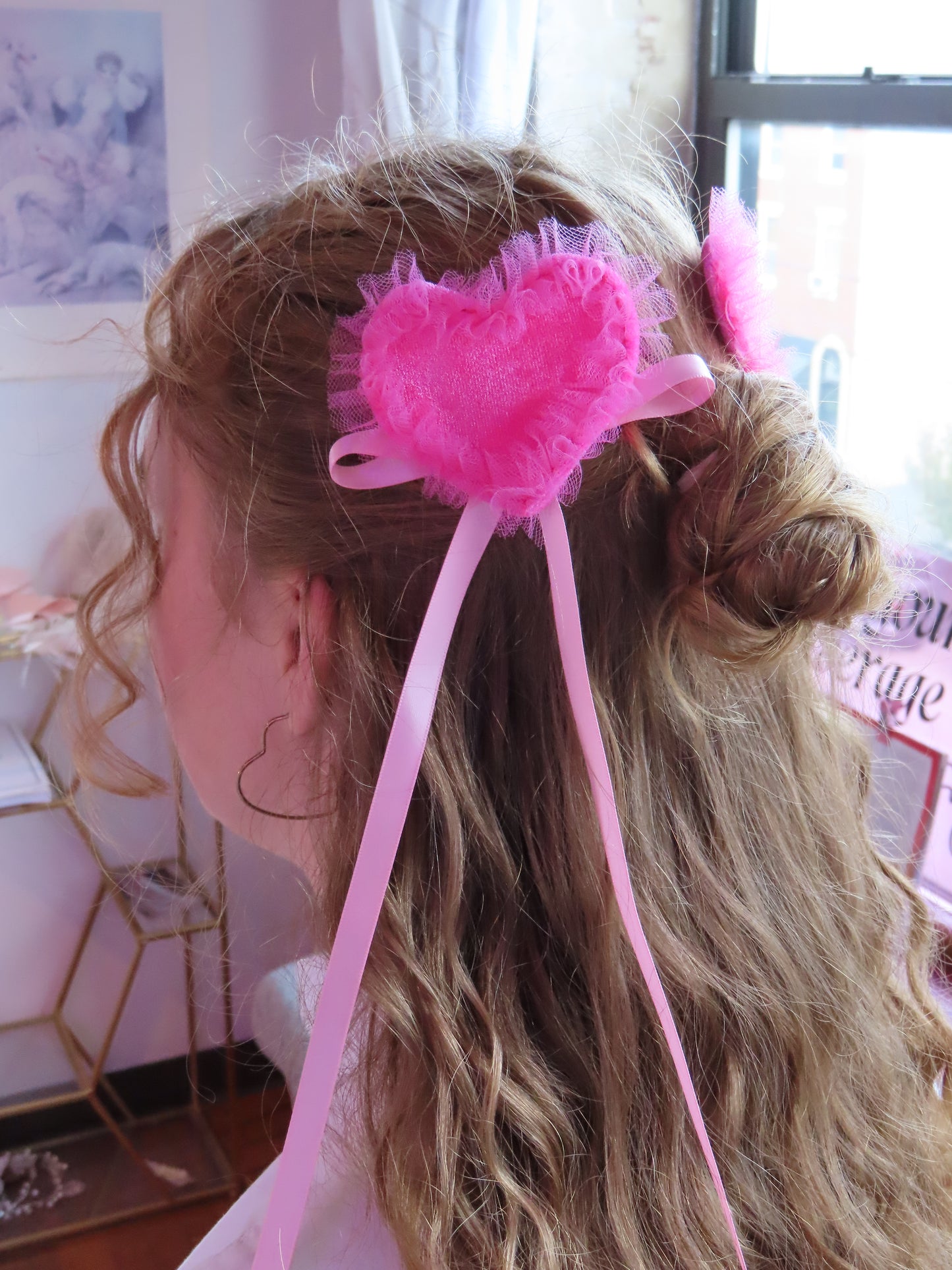 Ruffle Heart Clip with Bow