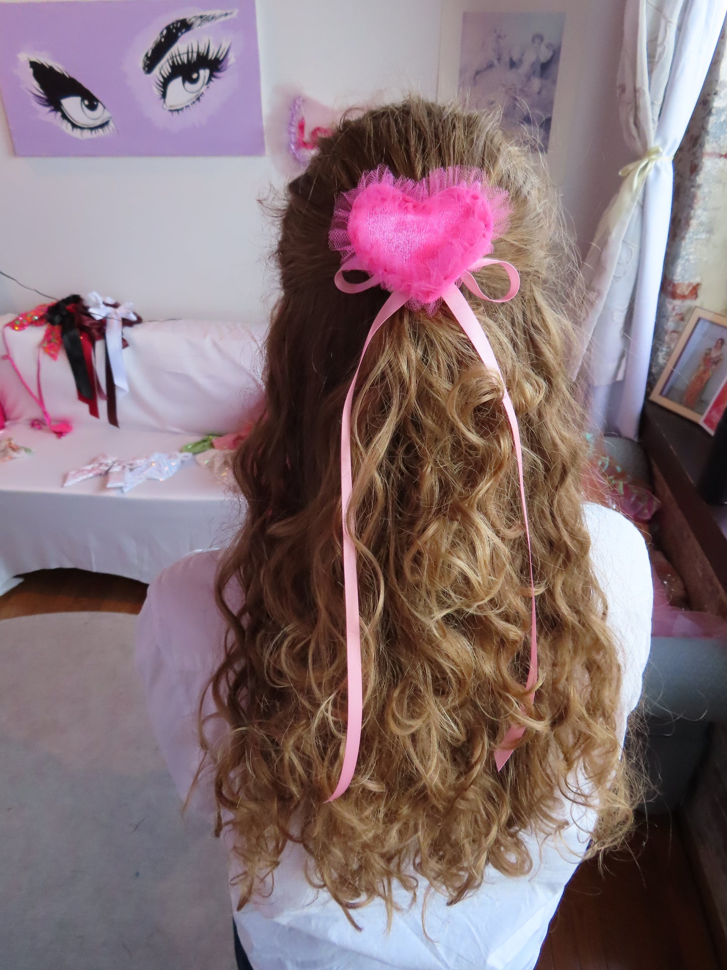 Ruffle Heart Clip with Bow