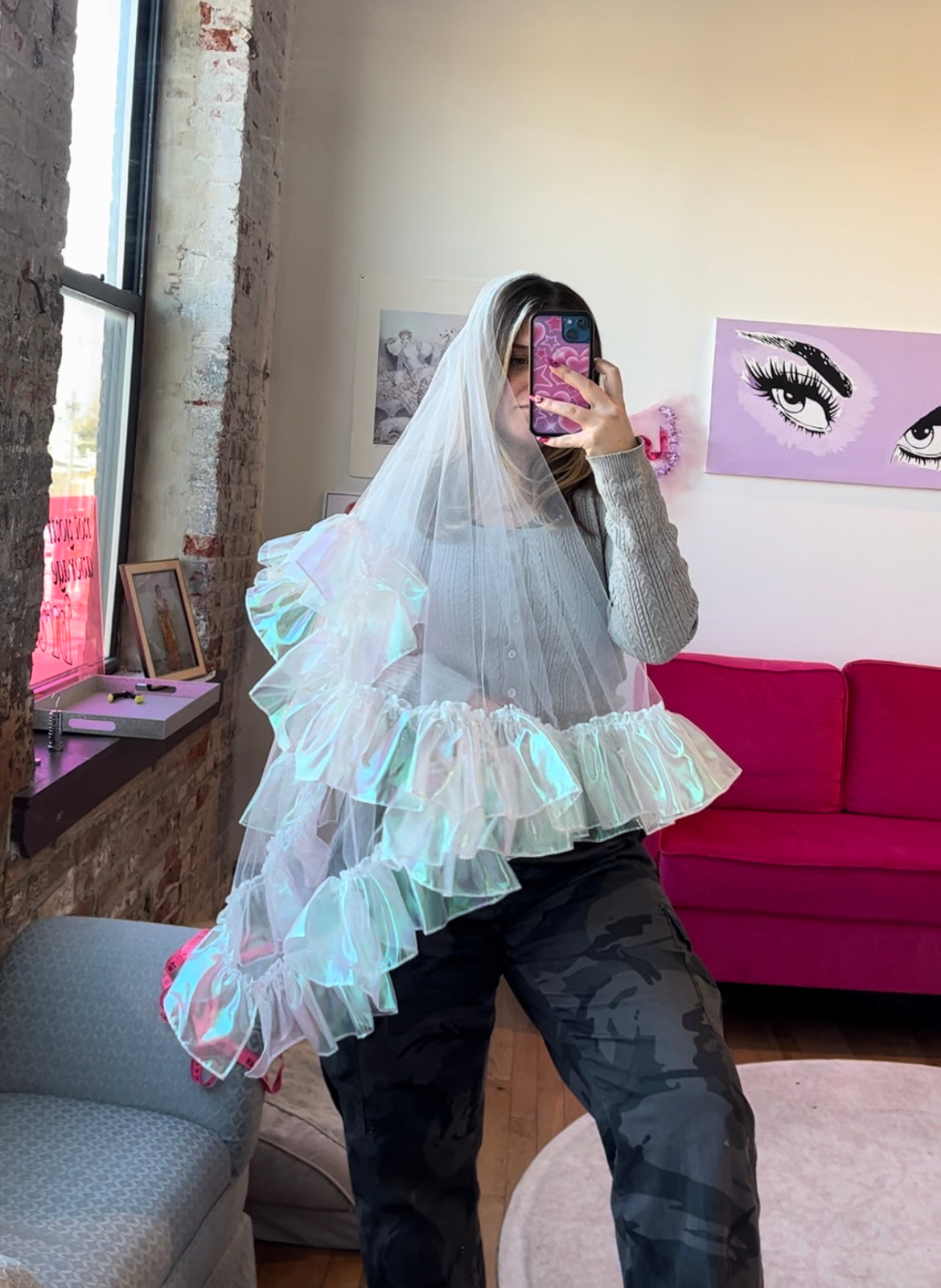 Metallic & Iridescent Sweetheart Veils