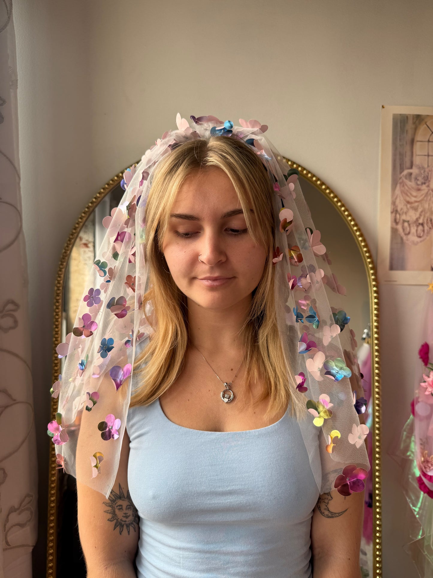 multi flower veil shoulder length