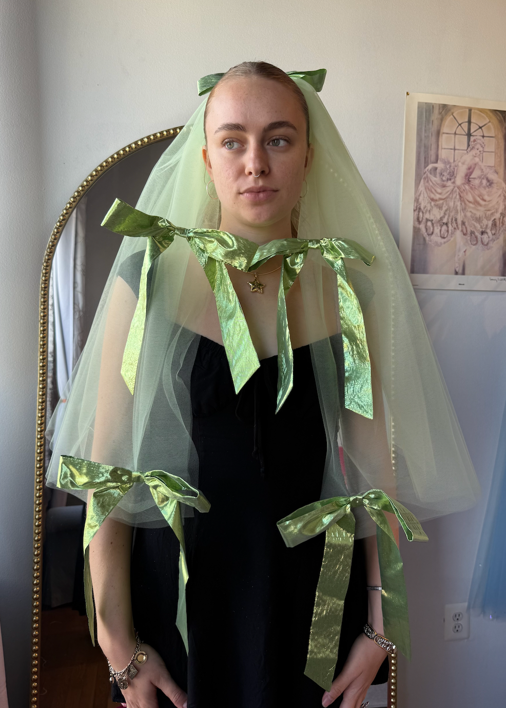 *Ready to ship* Green Bow Veil