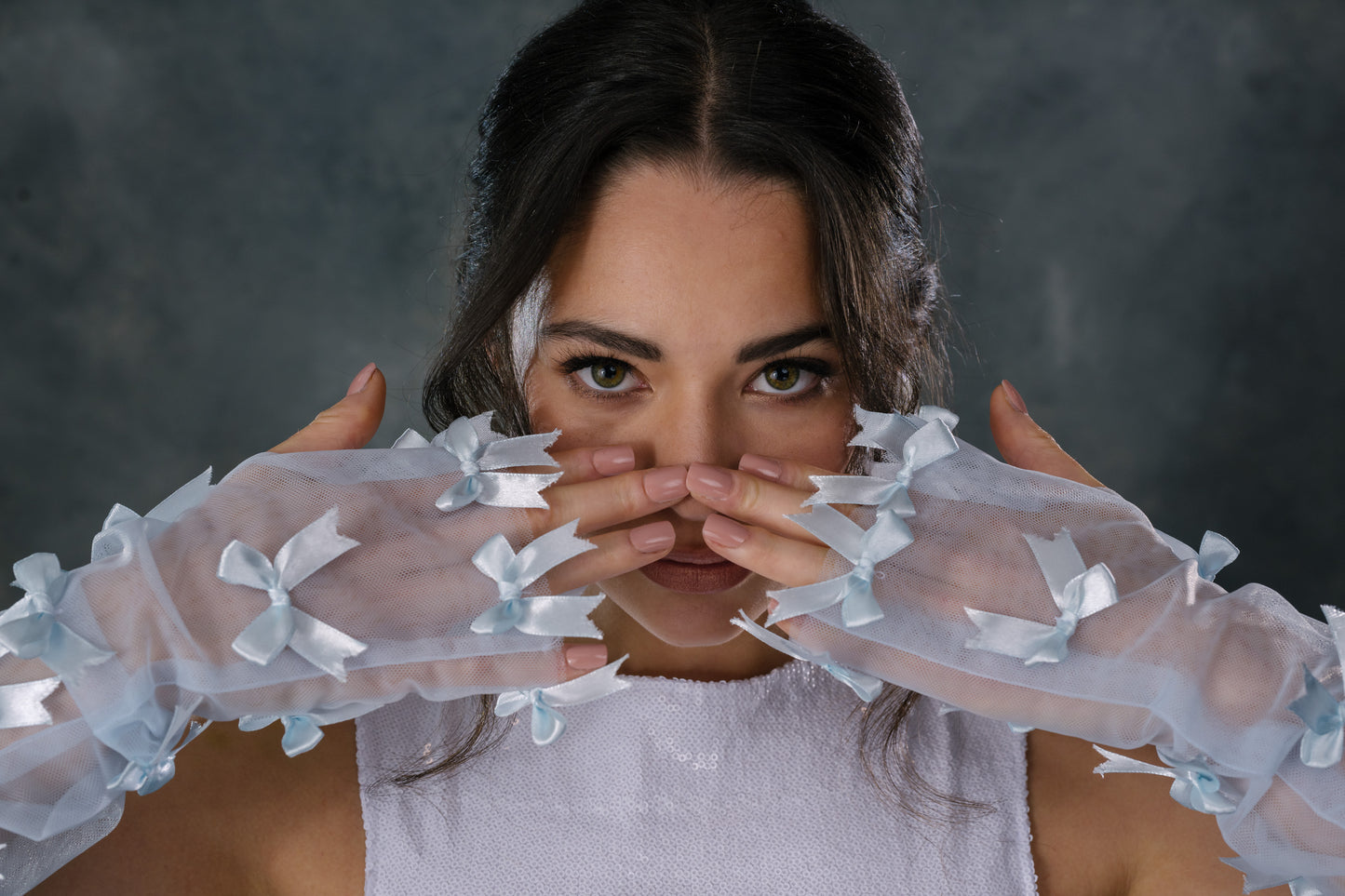 Something Blue Bow Gloves