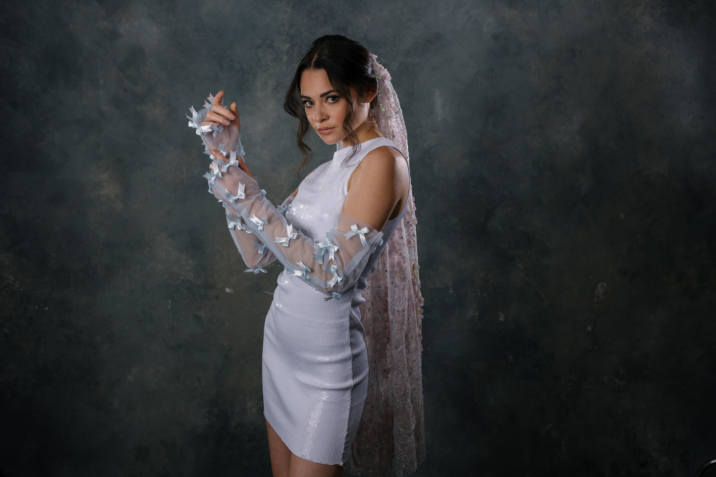 Something Blue Bow Gloves