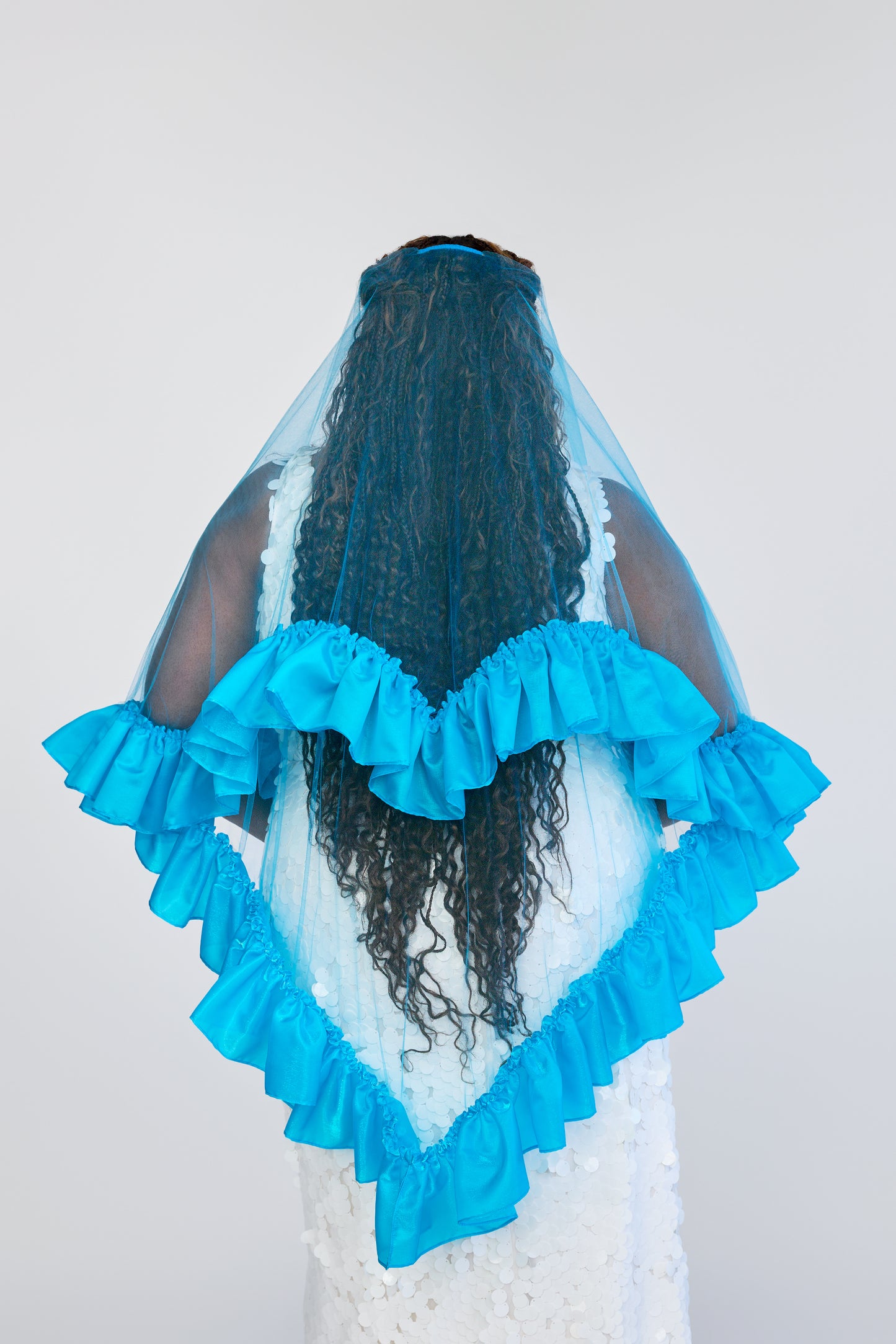 Electric Blue Satin Sweetheart Veil