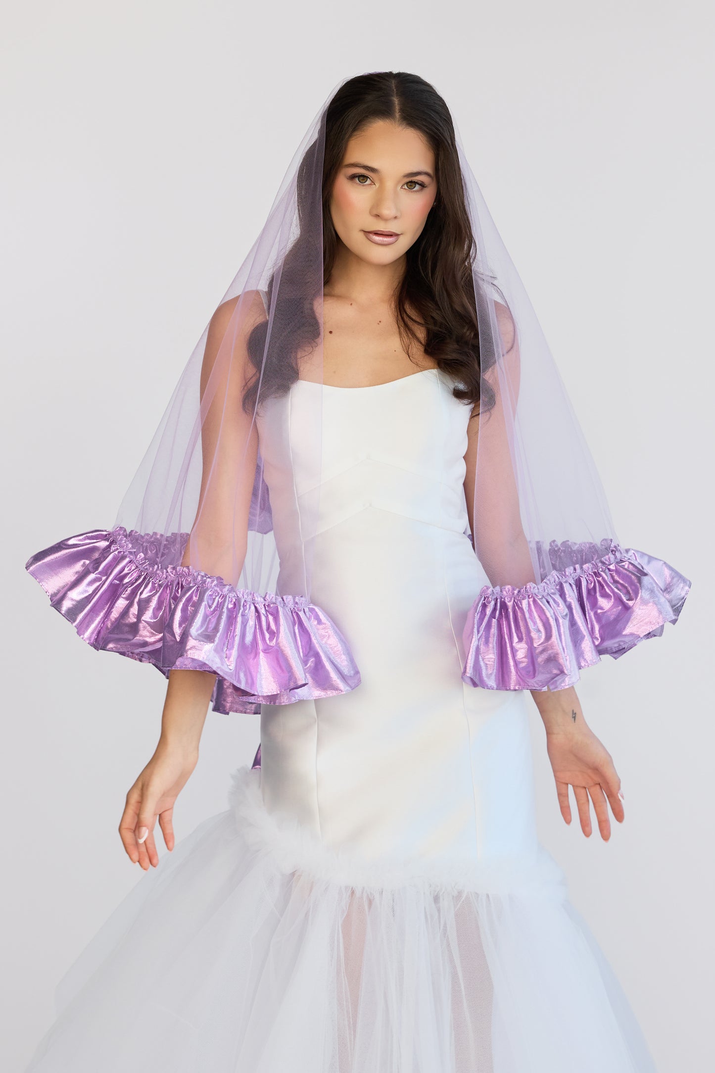 Lilac Metallic Sweetheart Veil