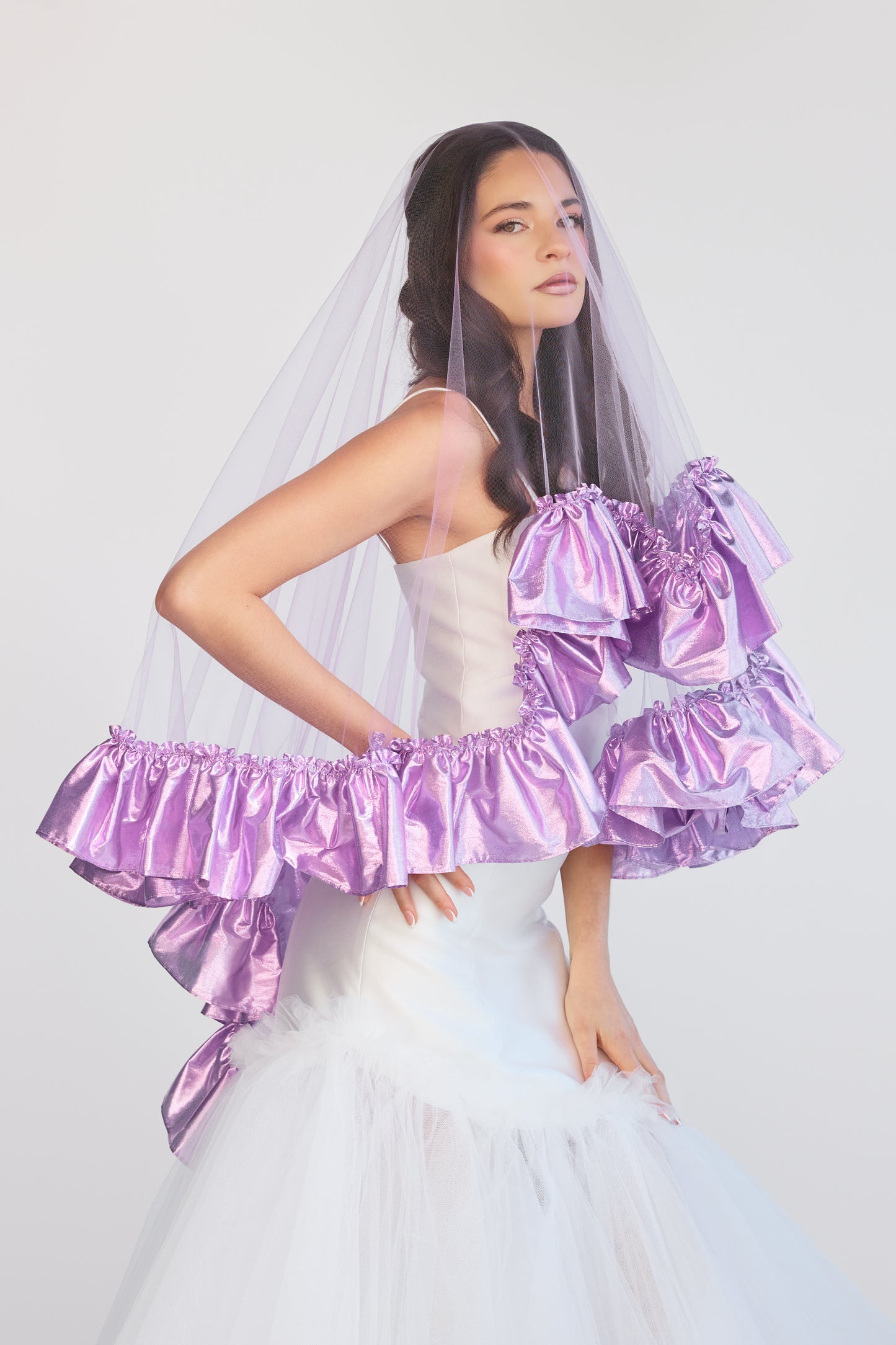 Lilac Metallic Sweetheart Veil