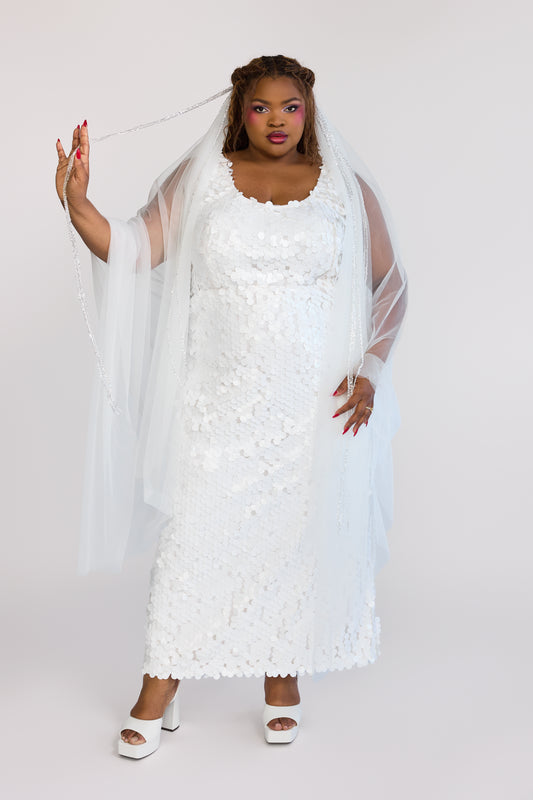 White Dew Drop Veil Waltz Length