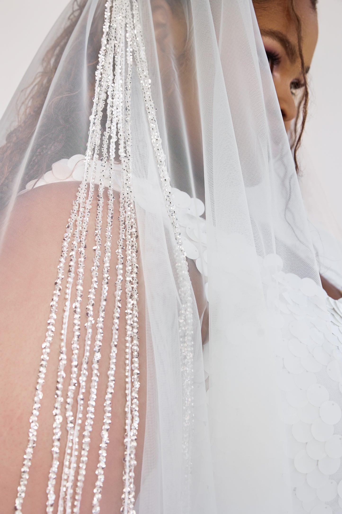 White Dew Drop Veil Waltz Length