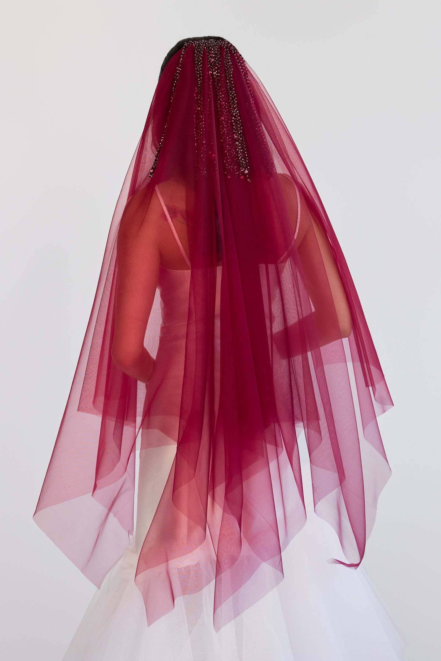 Burgundy Blue Dew Drop Veil