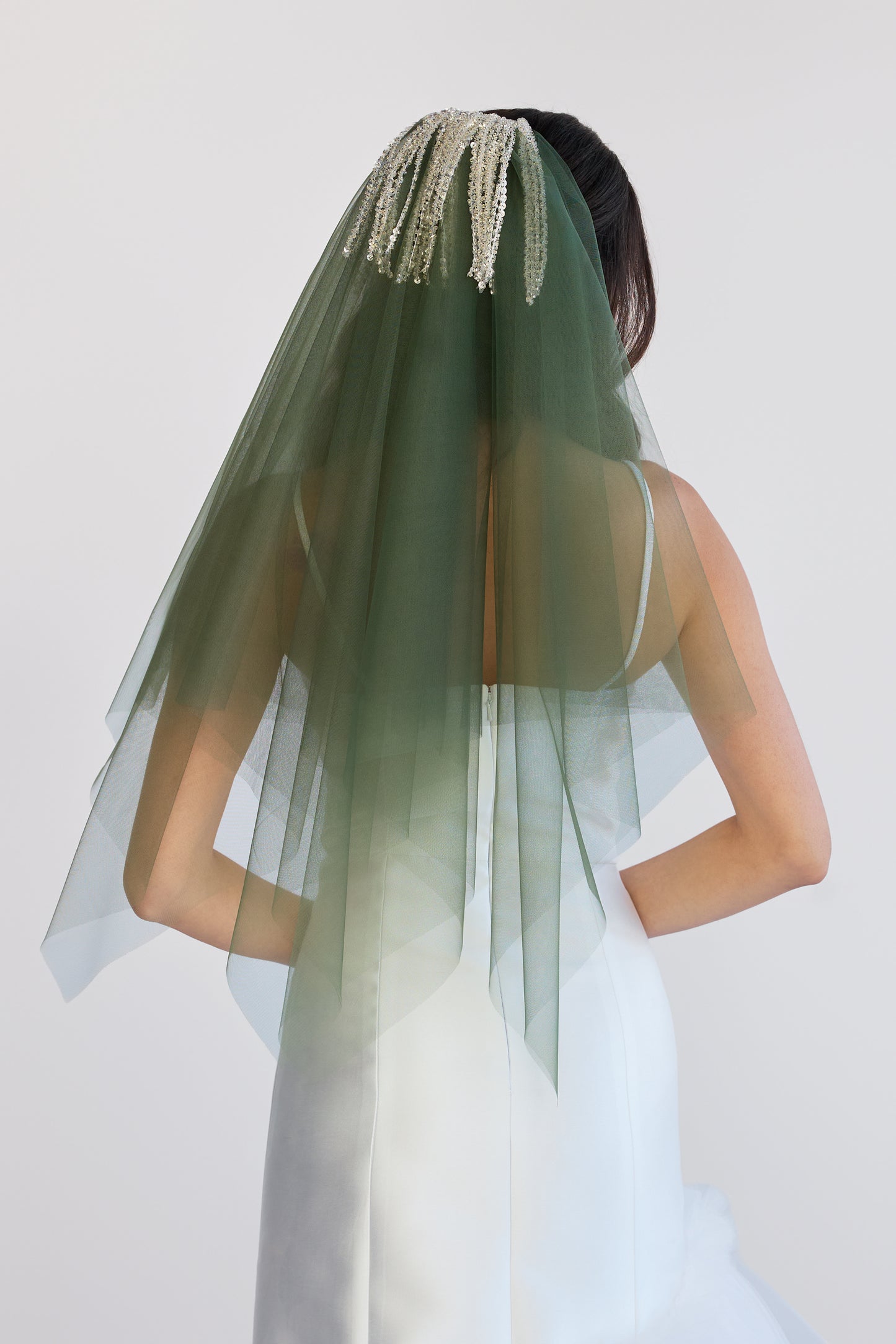 Forest Green Dew Drop Veil