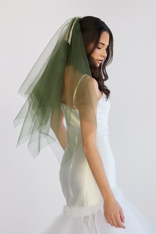 Forest Green Dew Drop Veil
