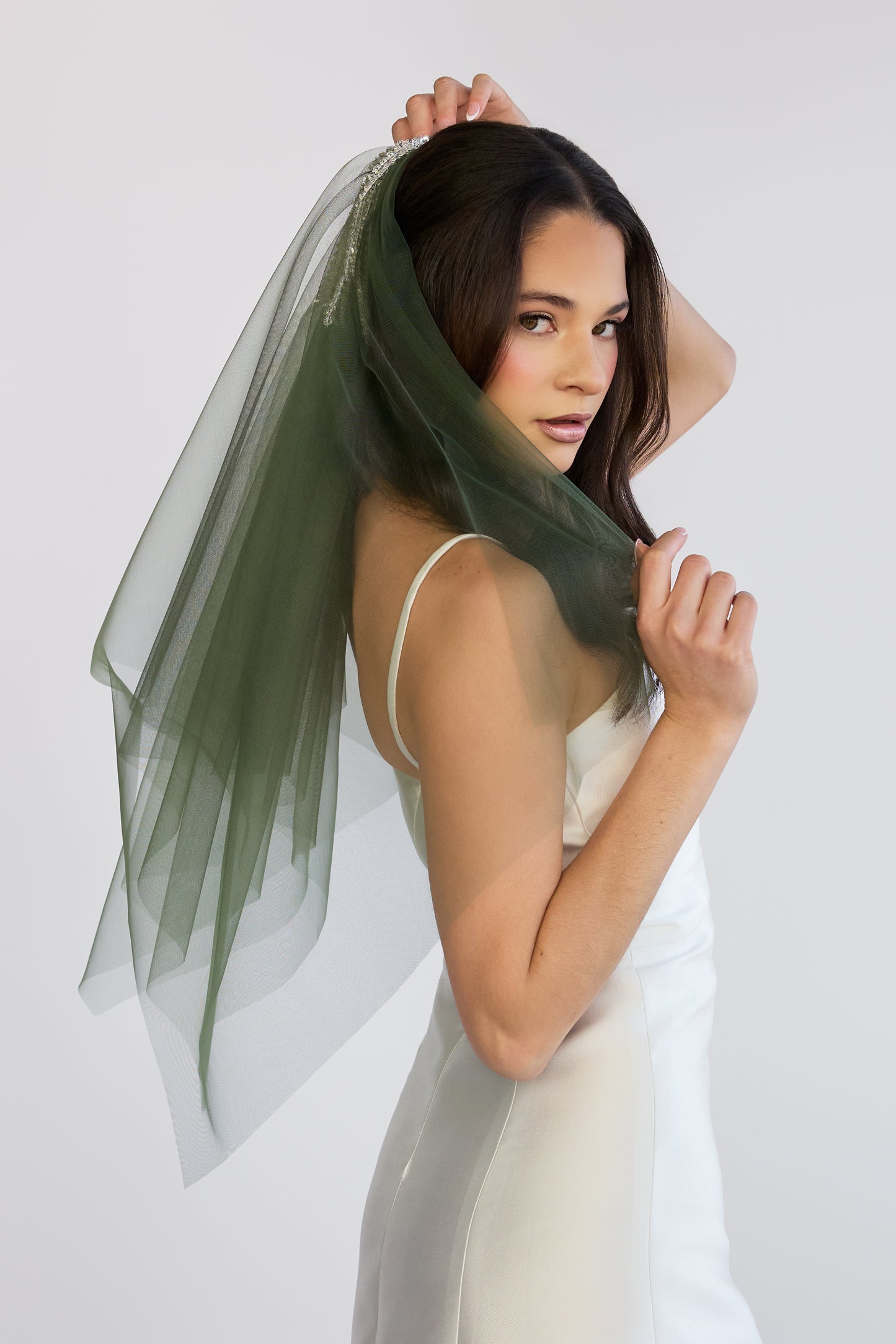 Forest Green Dew Drop Veil