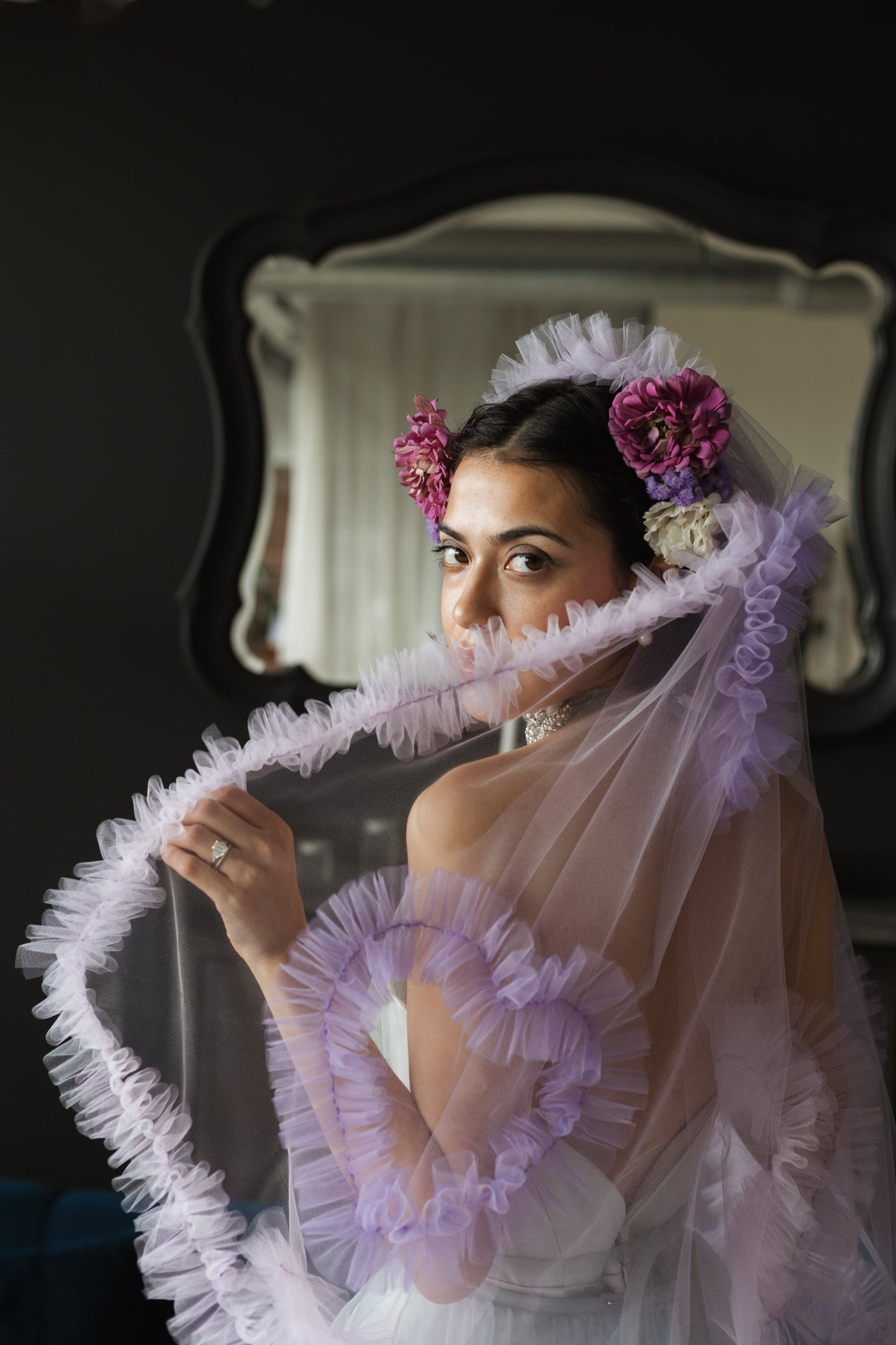 Madonna Heart Ruffle Veil