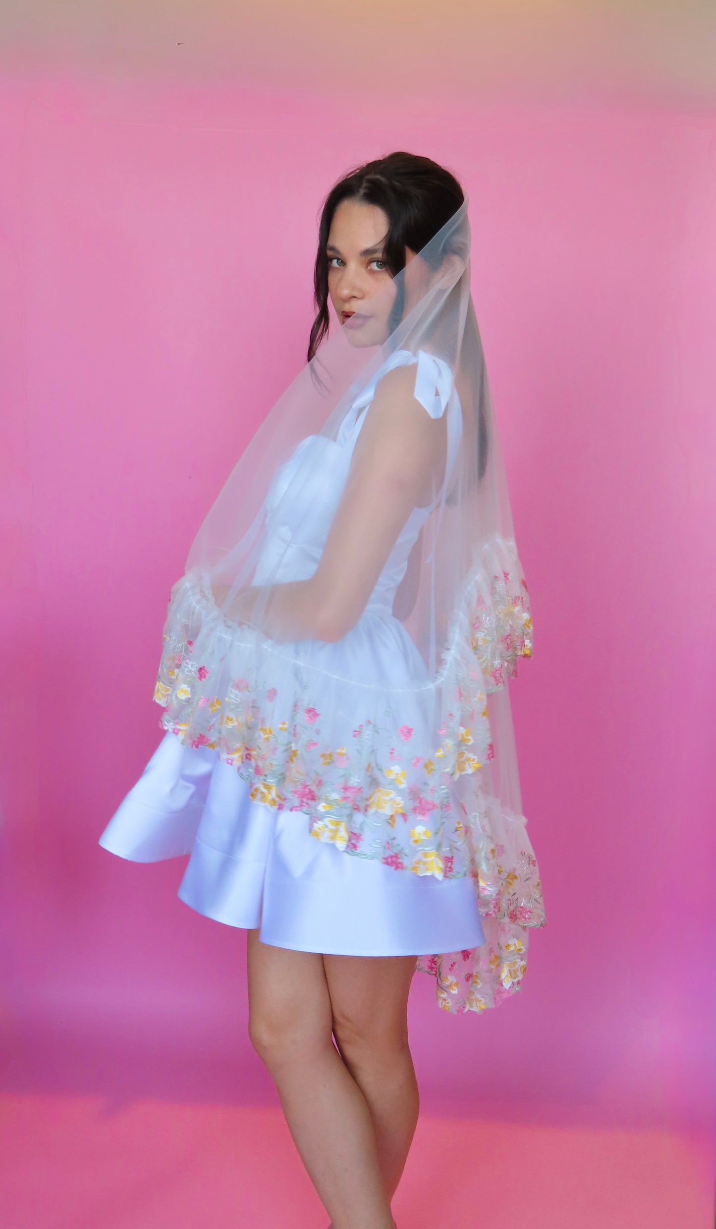Embroidered Sweetheart Veil