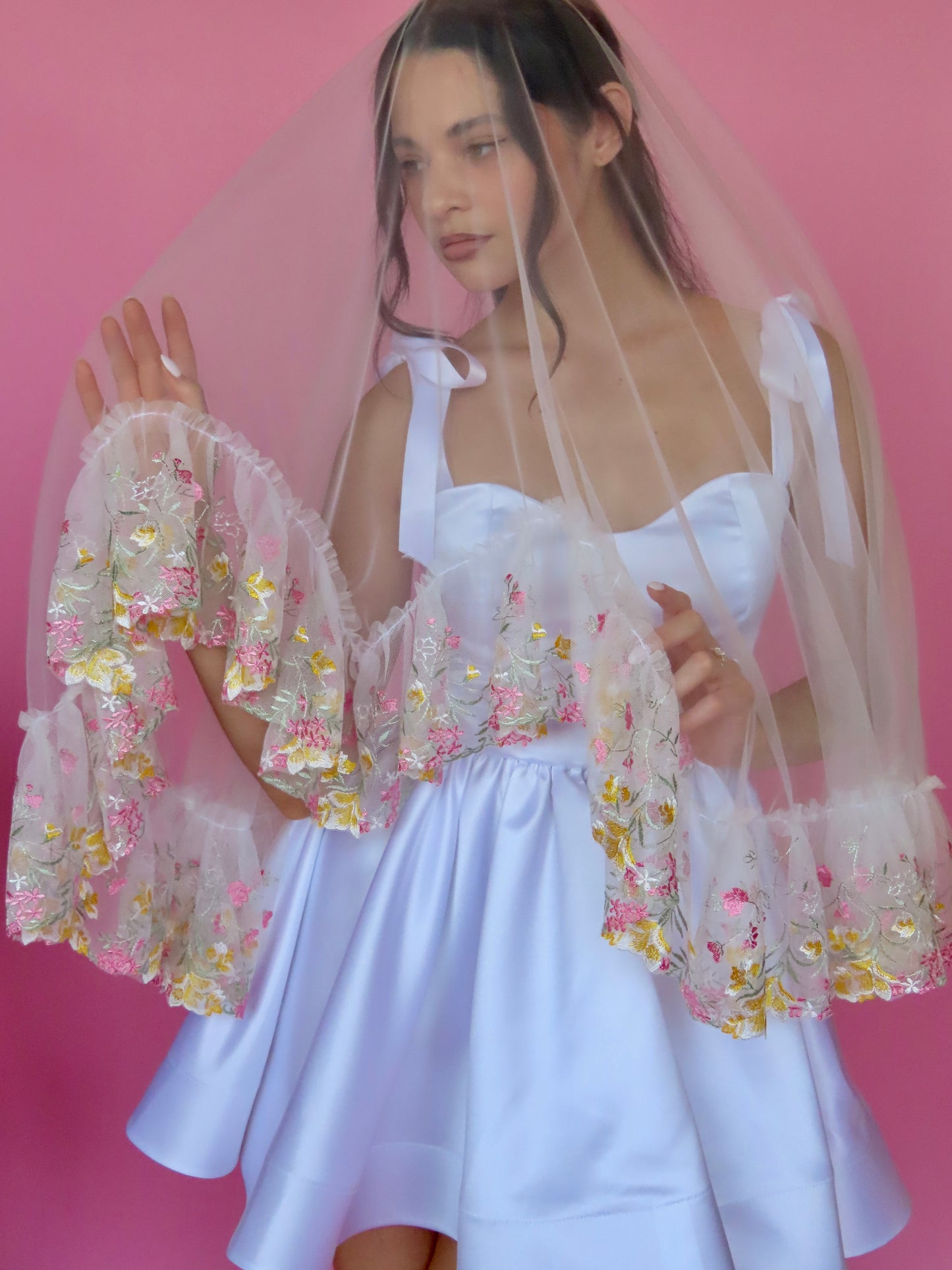 Embroidered Sweetheart Veil