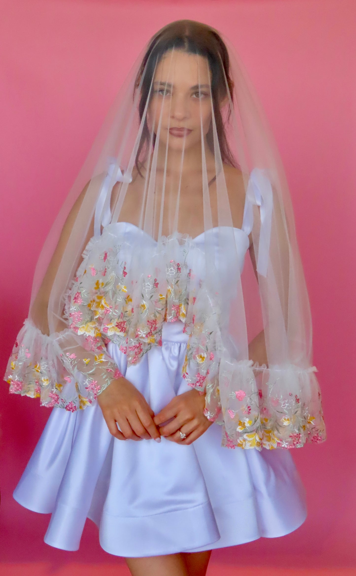 Embroidered Sweetheart Veil