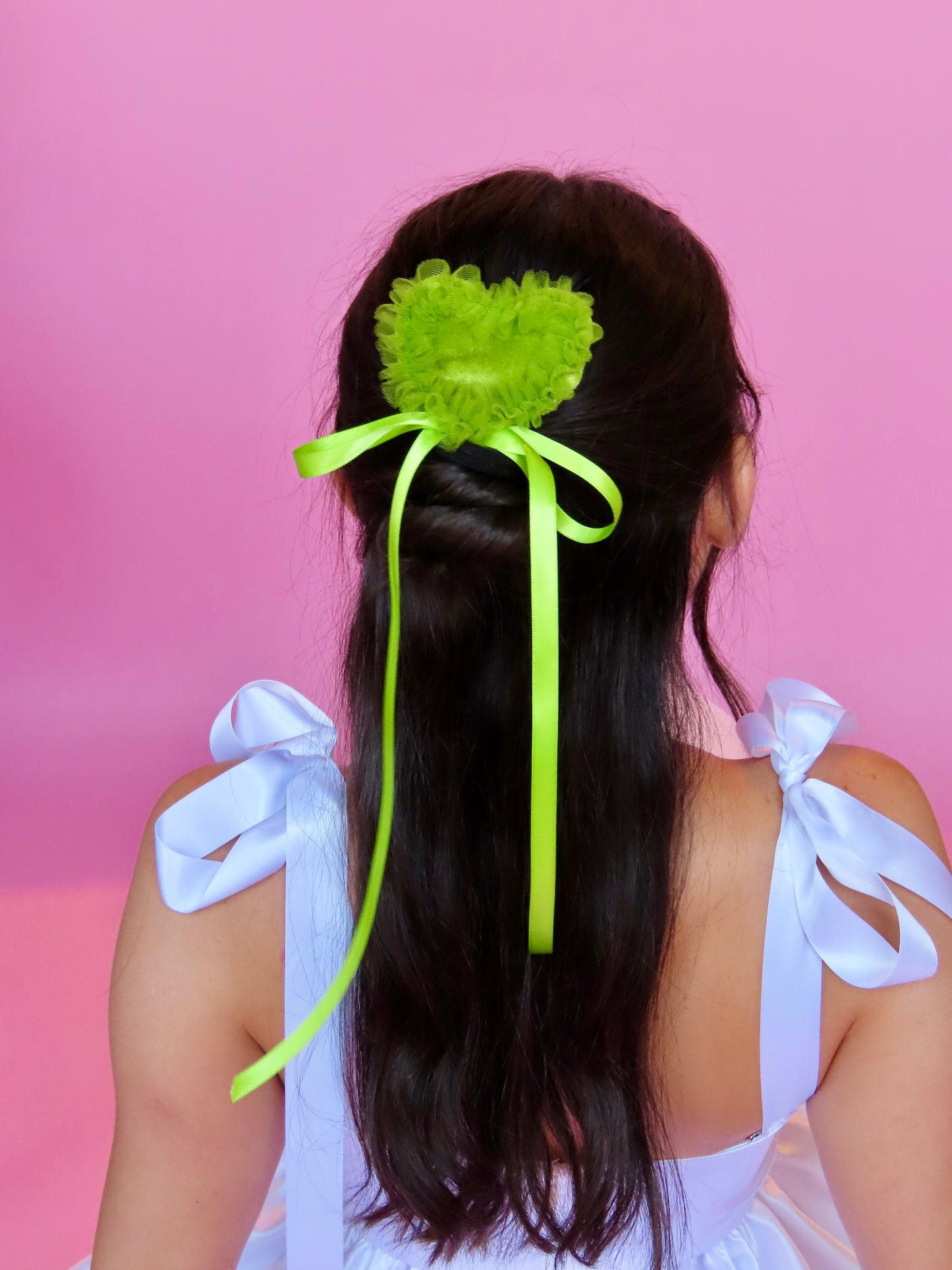 Ruffle Heart Clip with Bow