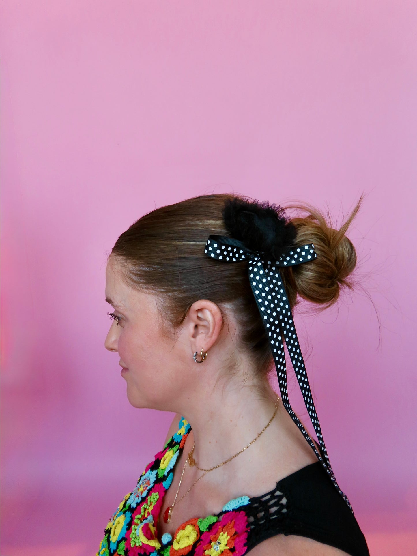 Ruffle Heart Clip with Bow