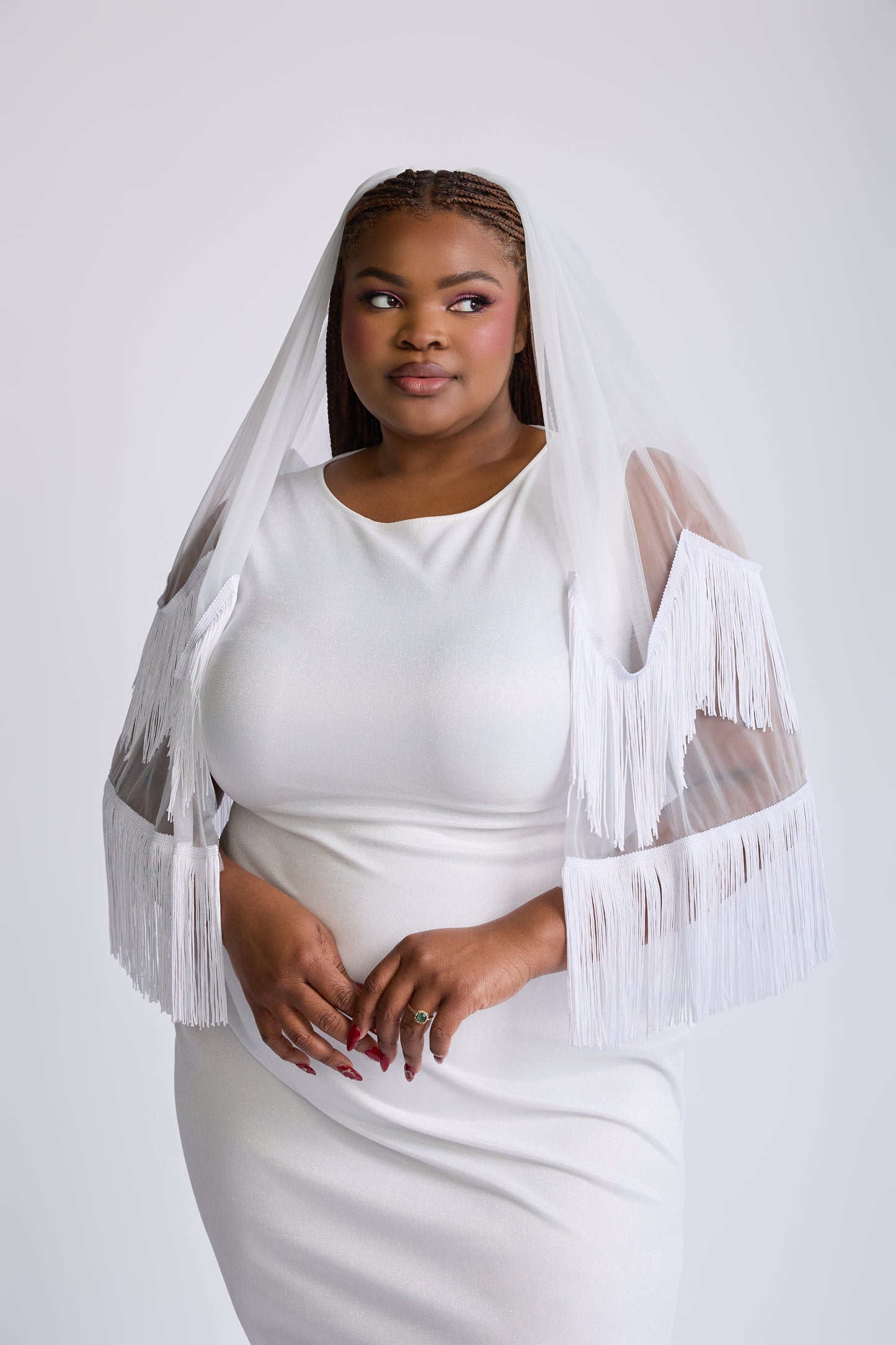 White Stevie Fringe Veil