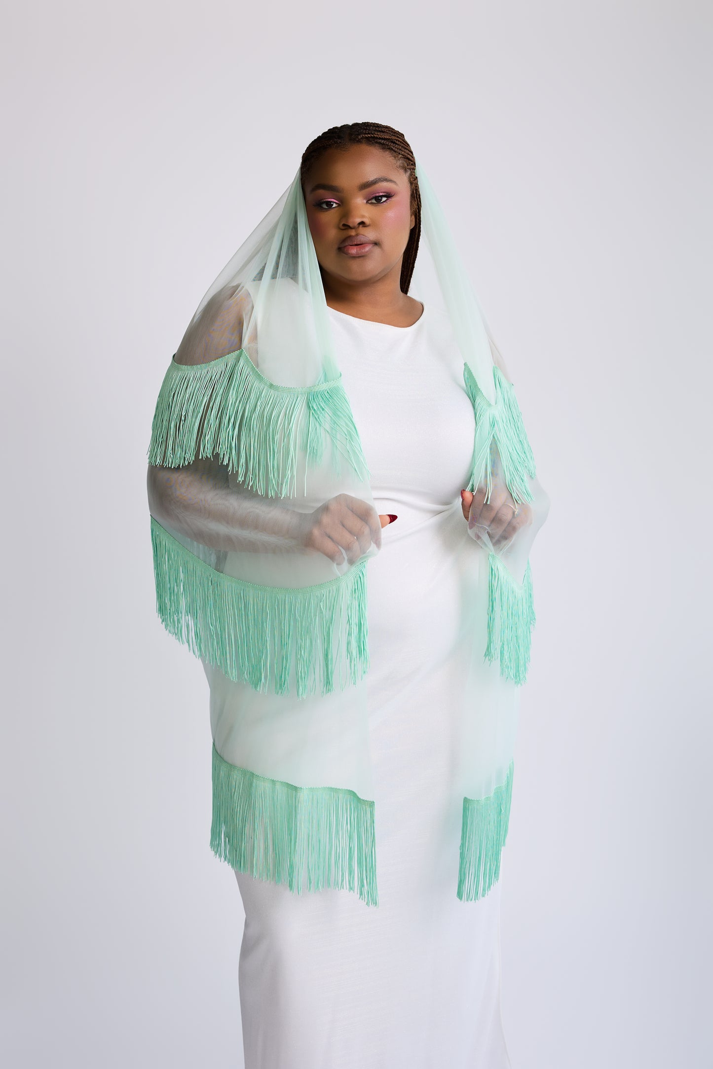 Mint Stevie Fringe Veil