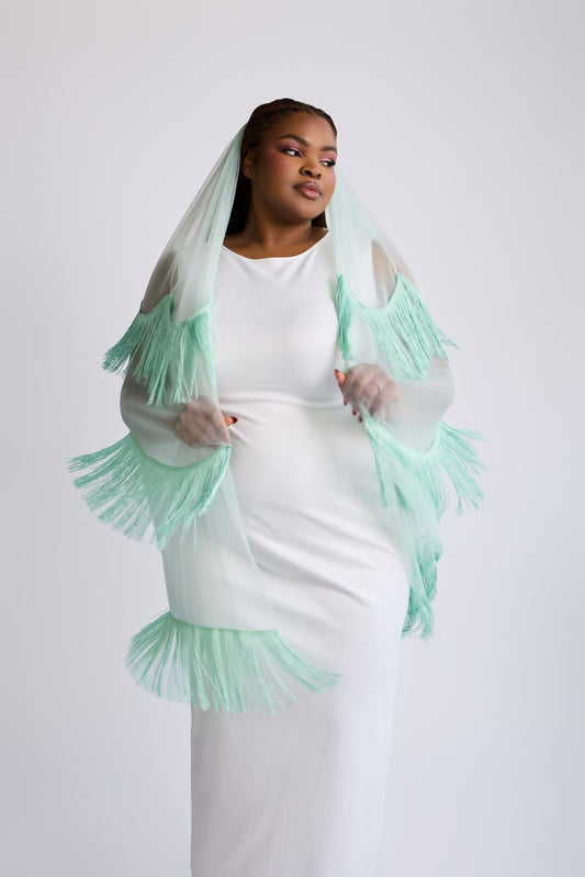 Mint Stevie Fringe Veil