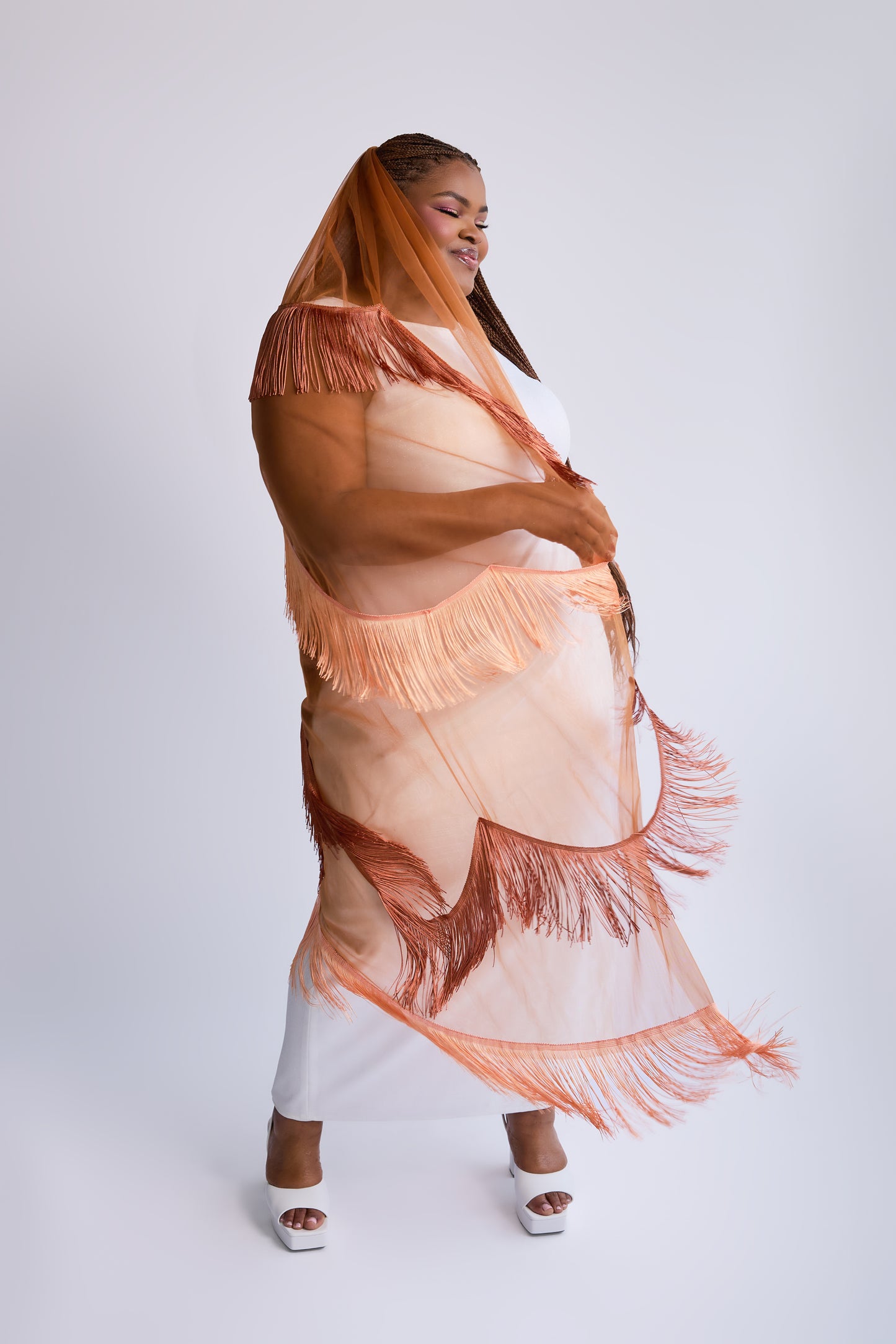 Terracotta Stevie Fringe Veil