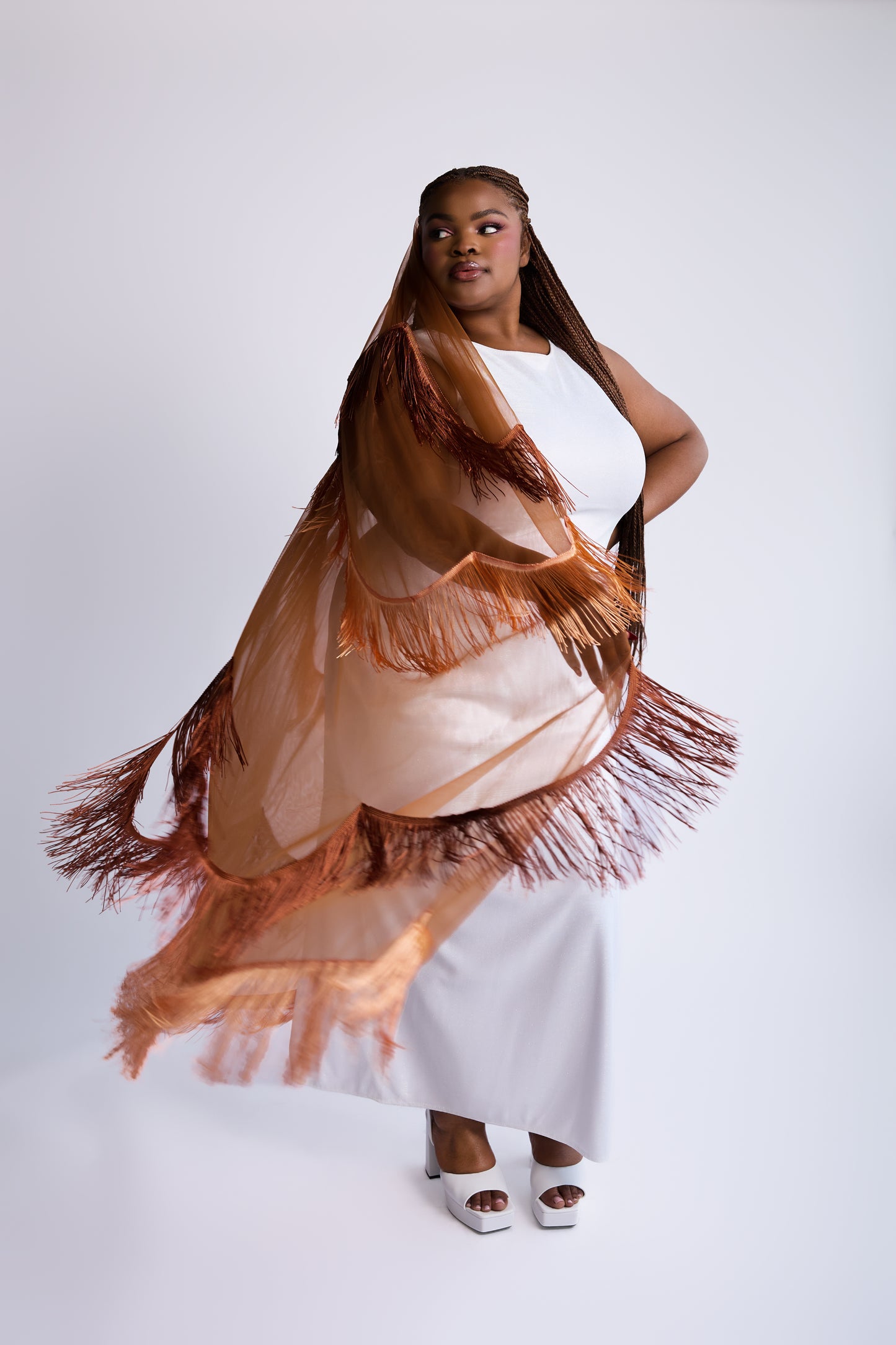 Terracotta Stevie Fringe Veil