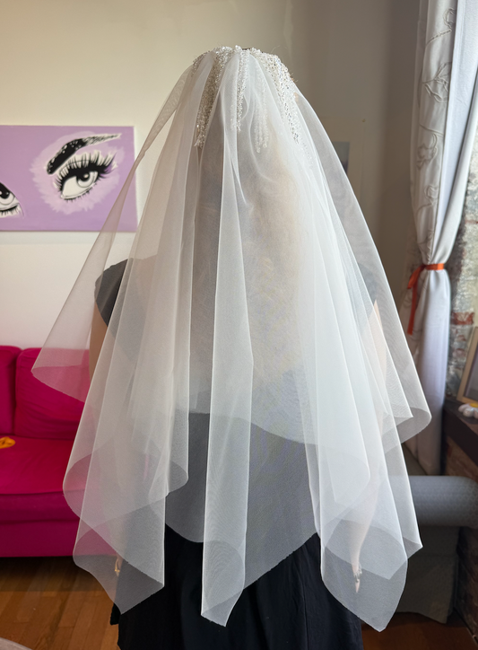 *Ready to ship* White Dew Drop Veil Elbow Length