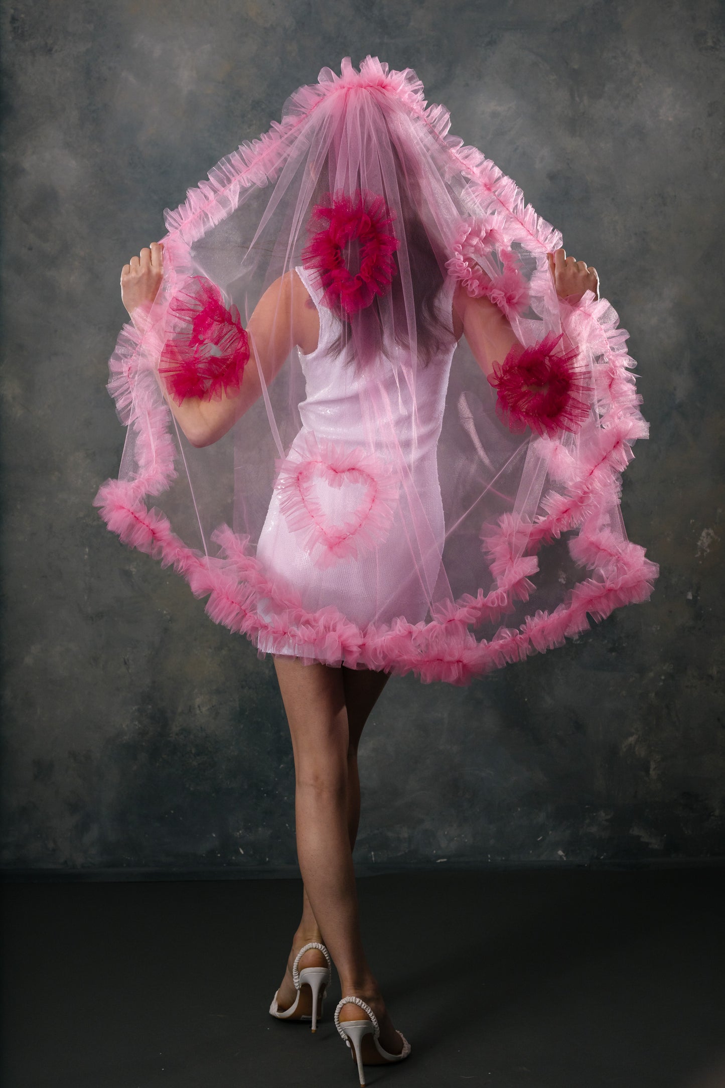 Madonna Heart Ruffle Veil